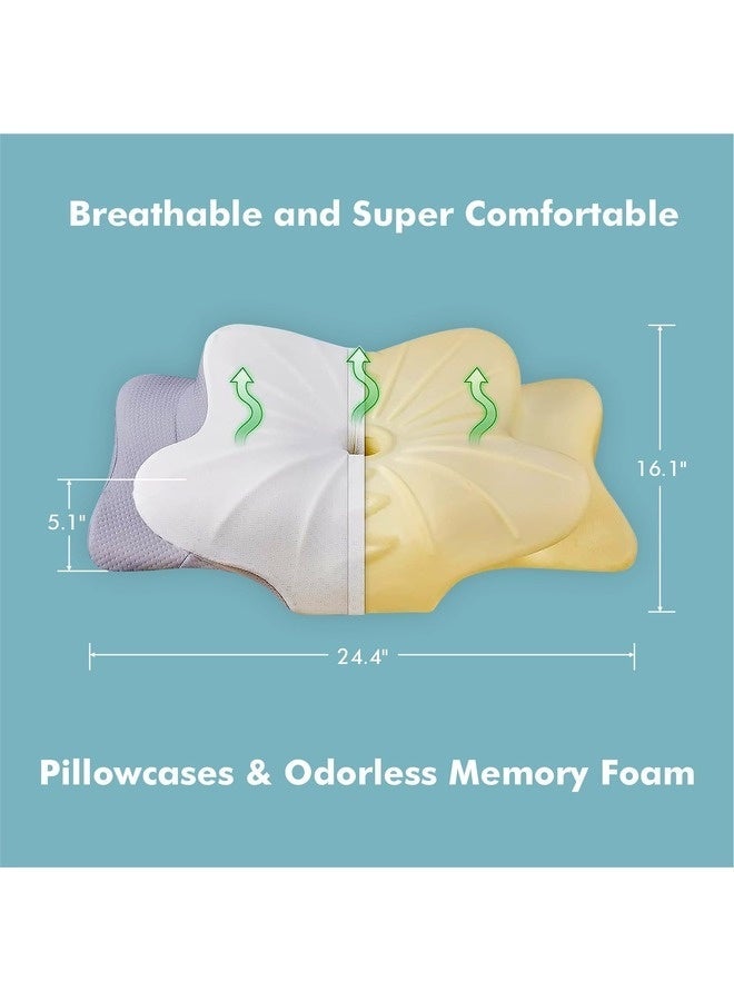 Eleish Cervical Pillow for Shoulder and Neck Pain Relief, Memory Foam Neck Pillow, Ergonomic Orthopedic Neck Support Pillow for Side Back Stomach Sleeping (Butterfly Shape) - Image 2